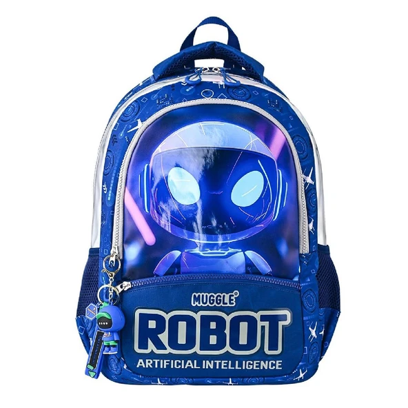 Muggle 3 Bölmeli Robot Okul Sırt Çantası Lacivert (MU-5904) ürün görseli