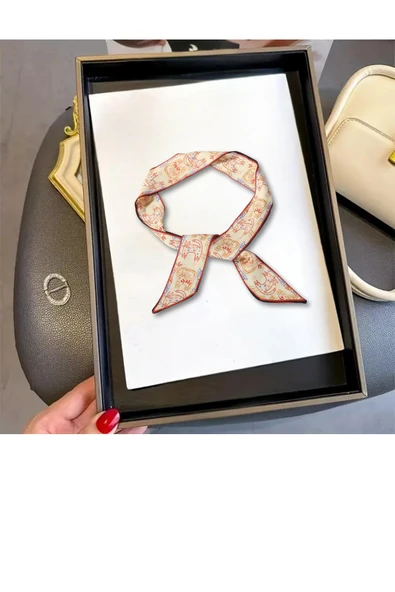 Walkenzo Turuncu Kedi Figürlü Çanta Bileklik Saç Çok Amaçlı Kadın Kelebek Fular - Resim 3