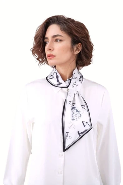 Walkenzo Adalet Temalı Özel Tasarım Kadın Kravat Fular - Resim 4