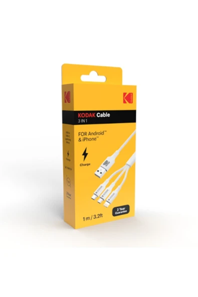 Kodak USB Kablosu Usb 3'ü 1 Arada Kablo/Usb Type-c Lightning Micro usb - 2