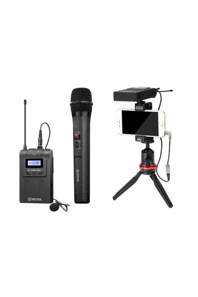 By-wm8 Pro-k4 Çift Kanallı Kablosuz Yaka Ve El Mikrofon Seti - Resim 3