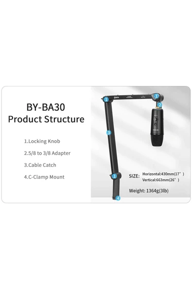 By-ba30 Profesyonel Masa Tipi Mikrofon Standı - 7