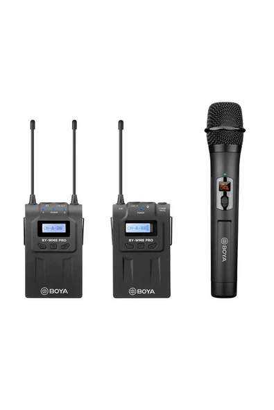 By-wm8 Pro-k4 Çift Kanallı Kablosuz Yaka Ve El Mikrofon Seti ürün görseli 1