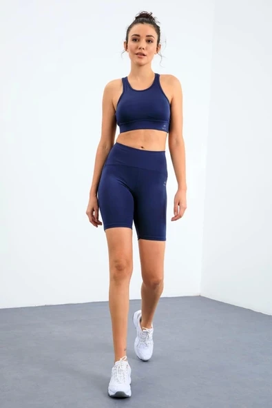 TOMMY LİFE T10BY-95302_01 BAYAN ATLET-BİSİKLETÇİ TAYT TAKIMI İNDİGO