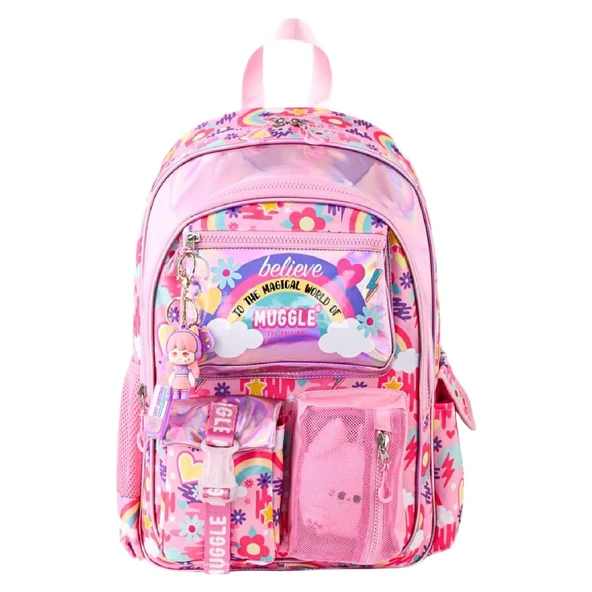Muggle 3 Bölmeli Believe Magic Sırt Çantası Pembe (MU-5824) ürün görseli