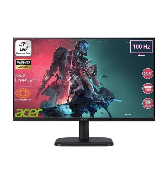 Acer 23.8" EK241Y Ebi 1ms 100Hz IPS VGA HDMI Vesa UM.QE1EE.E03