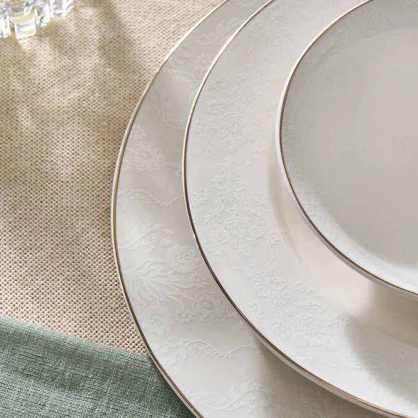 Karaca Elegance Bone Edera 24 Parça 6 Kişilik Yemek Takımı - Resim 6