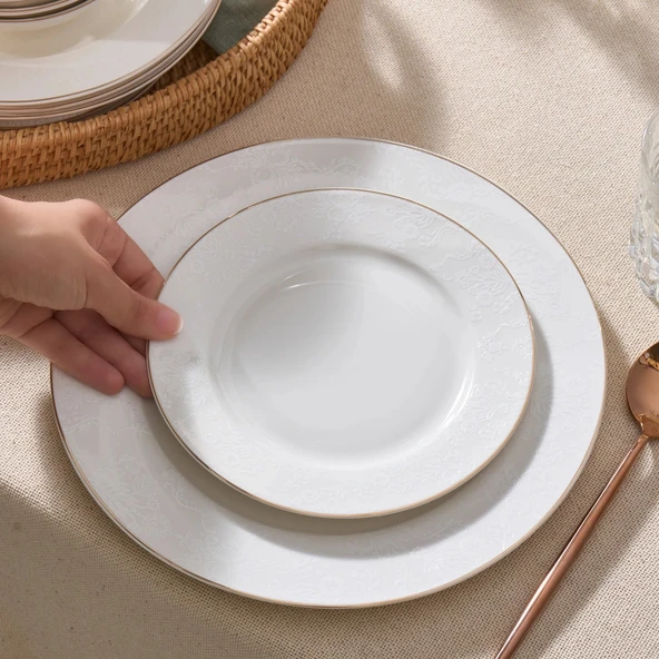 Karaca Elegance Bone Edera 24 Parça 6 Kişilik Yemek Takımı - Resim 3