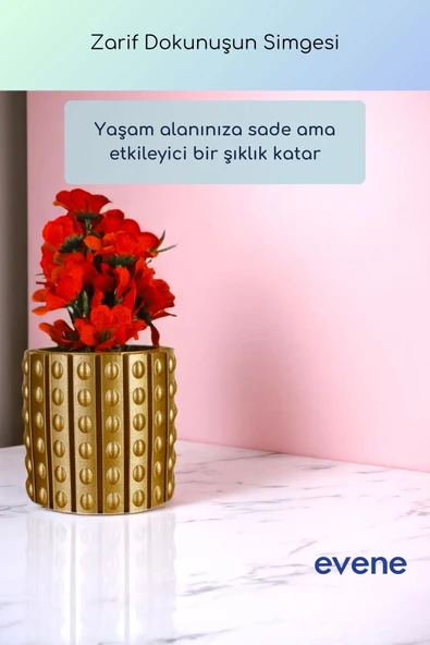 Vazo Küçük Vazo Masa Üstü Vazo Ev Dekorasyon Vazo Altın Renk Model 91 - Resim 2