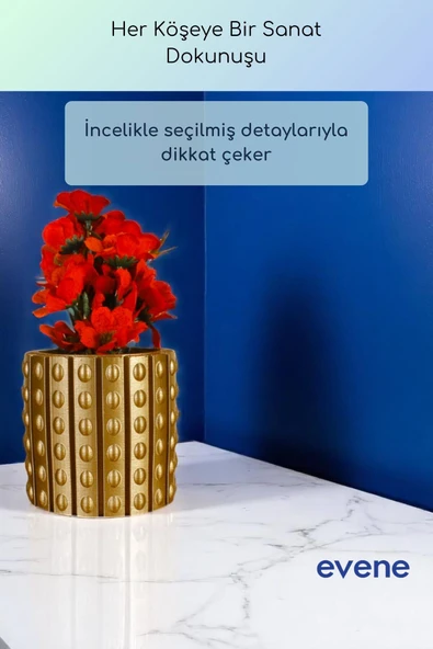 Vazo Küçük Vazo Masa Üstü Vazo Ev Dekorasyon Vazo Altın Renk Model 91 - Resim 4