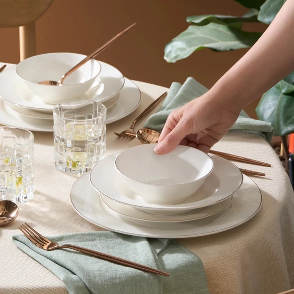 Karaca Elegance Bone Edera 24 Parça 6 Kişilik Yemek Takımı - Resim 4
