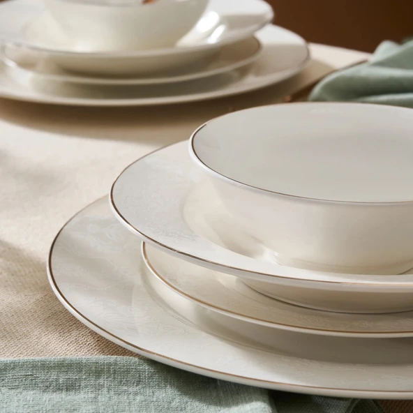 Karaca Elegance Bone Edera 24 Parça 6 Kişilik Yemek Takımı - Resim 2
