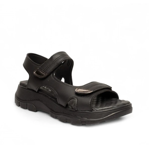 Potinonline Diva 1300 Kadın Cırtlı Kalın Taban Comfort Sandalet - 11