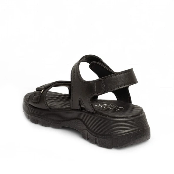 Potinonline Diva 1300 Kadın Cırtlı Kalın Taban Comfort Sandalet - 12