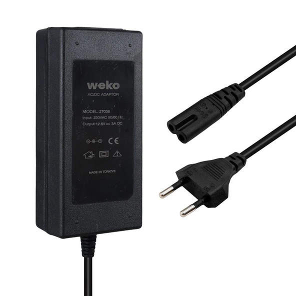 Weko 12.6 Volt 3 Amper Krokodil Uçlu Ledli Şarj Adaptörü ürün görseli