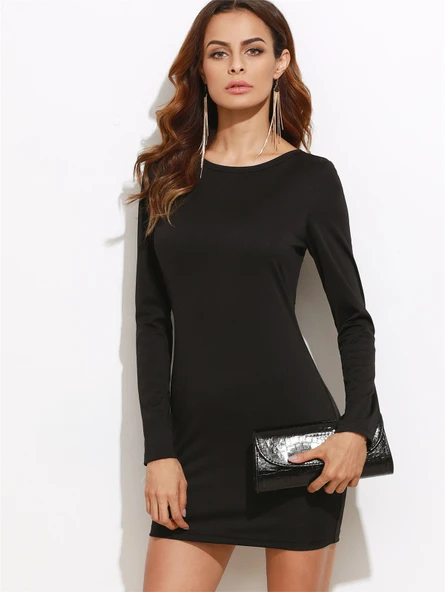 Tegan TP101321 Sırt Dekolteli Uzun Kollu Mini Elbise - 3