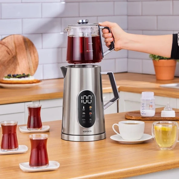 Karaca Cool Touch 1503 Dijital Çift Cidarlı Çay Makinesi Inox - Resim 2