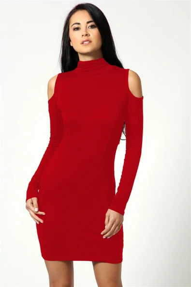 Tegan TP101177 Omuzu Açık Uzun Kollu Elbise - 4