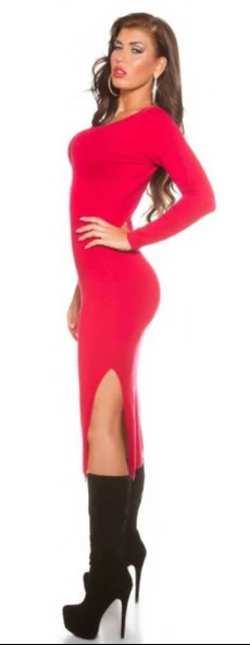 Tegan TP101171 Uzun Kollu Yırtmaçlı Kalem Elbise - 3