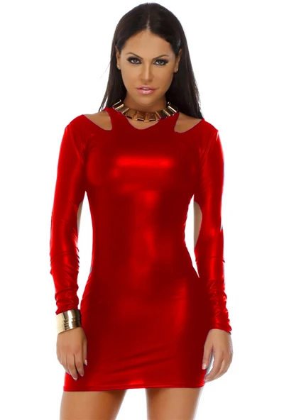 Tegan TP101201 Uzun Kollu Açık Mini Elbise - 3