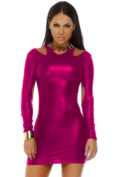 Tegan TP101201 Uzun Kollu Açık Mini Elbise - 2