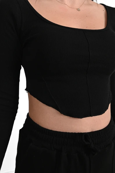 3691-23 Kadın Uzun Kollu Palazzo Pazntolonlu Eşofman Takımı - 4