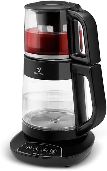 KARACA Çaysever 3 in 1 Konuşan Cam Çay Makinesi Su Isıtıcı ve Mama Suyu Hazırlama 1700W Black ürün görseli 1