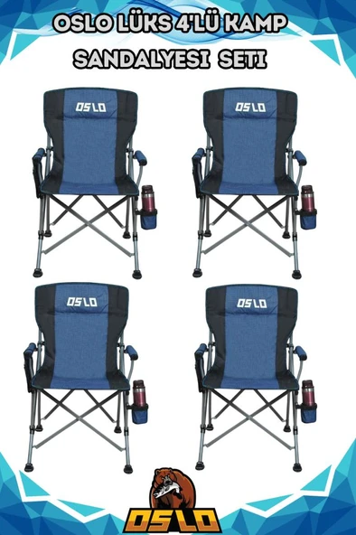 Oslo Lüks 4'iü Kamp Sandalye Seti Mavi ürün görseli