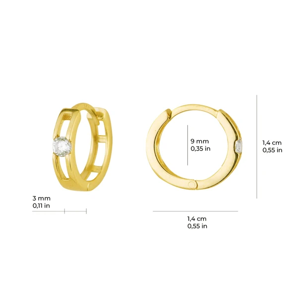 14 Ayar Tek Taş Halka Altın Küpe 1,43 gr - 2