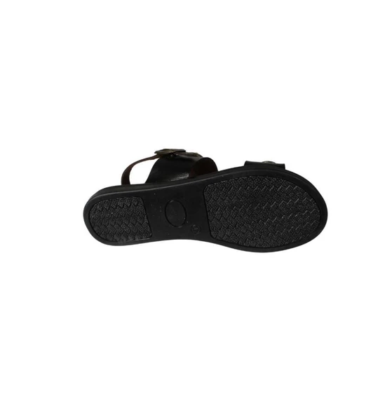 YAZKIŞ Kadın Siyah Taba Cilt Üzeri Altın Detaylı Sandalet - Resim 9