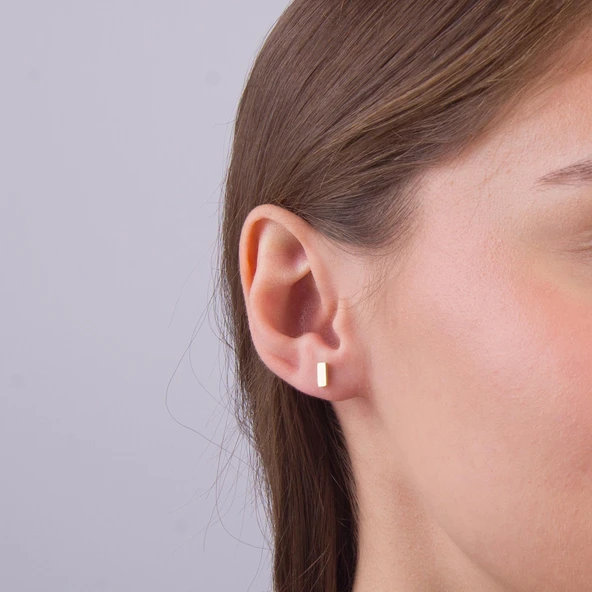 14 Ayar Çubuk Altın Küpe 0,80 gr - Resim 5