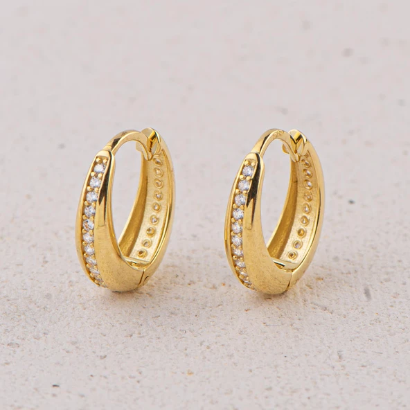 14 Ayar Taşlı Damla Halka Altın Küpe 2,67 gr - 3