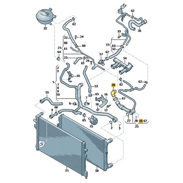 VW Volkswagen Audi Dizel Motor Termostat Bağlantı Su Flanşı 5Q0121619A - 2