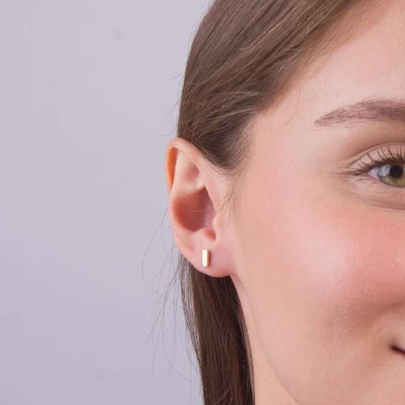 14 Ayar Çubuk Altın Küpe 0,80 gr - Resim 3