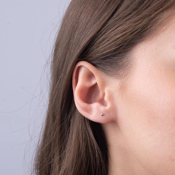 14 Ayar 2 mm Altın Top Küpe 0,55 gr - 3