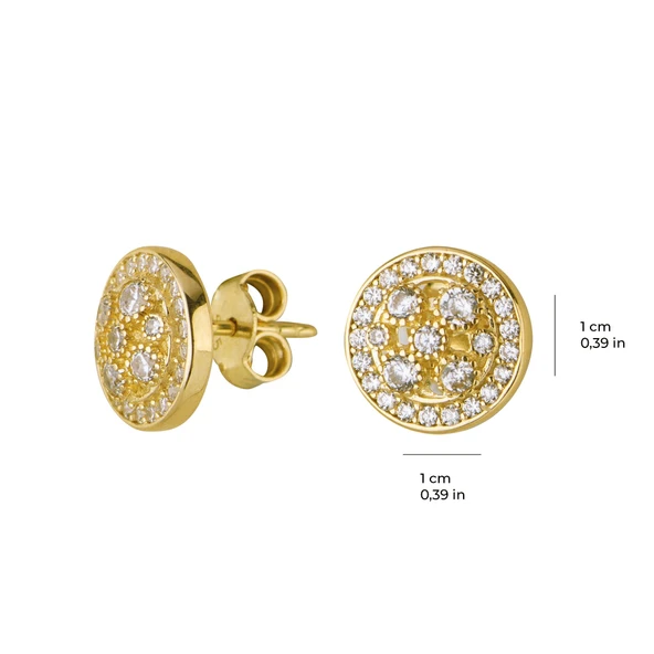 14 Ayar Altın Yuvarlak Taşlı Küpe 2,13 gr - 2