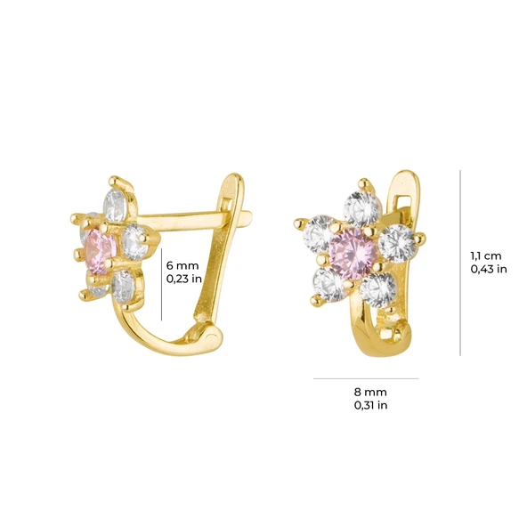 8 Ayar Altın Pembe Taşlı Bebek Küpesi 1,11 gr - 3