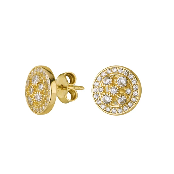 14 Ayar Altın Yuvarlak Taşlı Küpe 2,13 gr