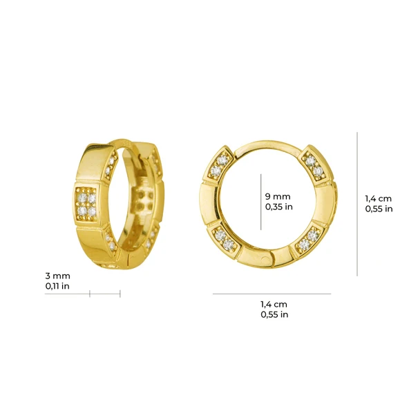 14 Ayar Modern Taşlı Halka Altın Küpe 2,79 gr - 2