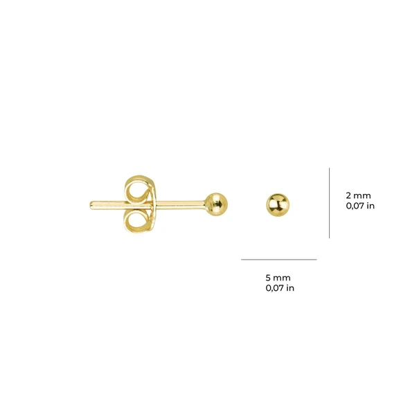 14 Ayar 2 mm Altın Top Küpe 0,55 gr - 2