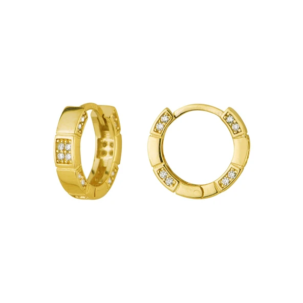 14 Ayar Modern Taşlı Halka Altın Küpe 2,79 gr