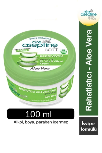 Cire Aseptine Soft Aloe Vera Özlü Yatıştırıcı Besleyici Prebiyotikli Krem 100 ml - 1