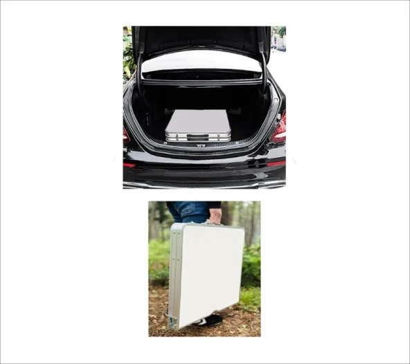 kamp masa seti tabureli katlanır çantalı - Resim 3