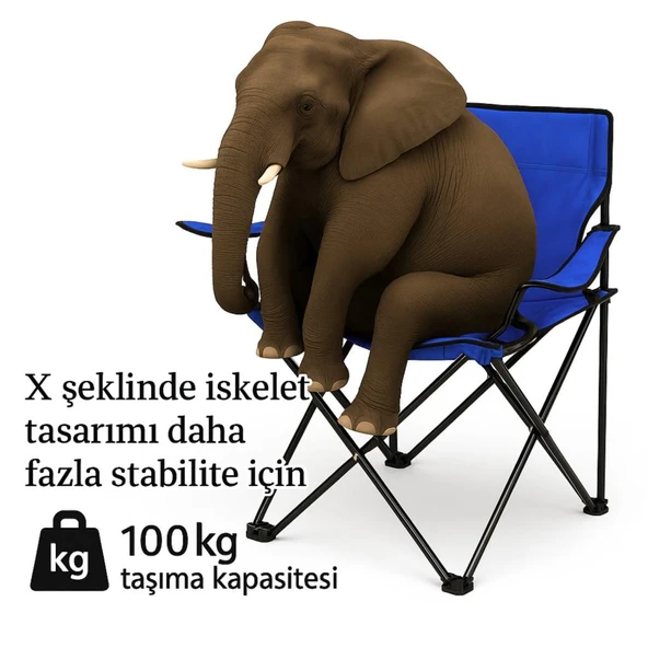 2 Adet Katlanır Kamp Sandalyesi ve Masa Seti - (DY.001) - Lacivert/Sarı - Plaj Sandalyesi - Resim 5