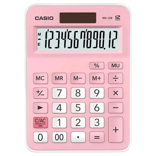 Casio 12 Haneli Mini Masaüstü Hesap Makinesi Açık Pembe / MX‑12B‑PK - Resim 2