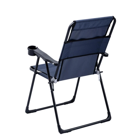 2 Adet Katlanır Kamp Sandalyesi ve Masa Seti - Rest - Taşıma Çantalı - Lacivert - 130 KG Taşıma - Resim 4