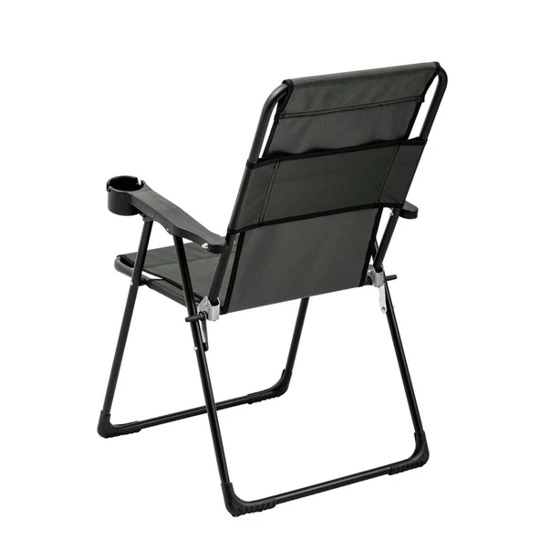 2 Adet Katlanır Kamp Sandalyesi ve Masa Seti - Rest - Taşıma Çantalı - Haki - 130 KG Taşıma - Resim 4