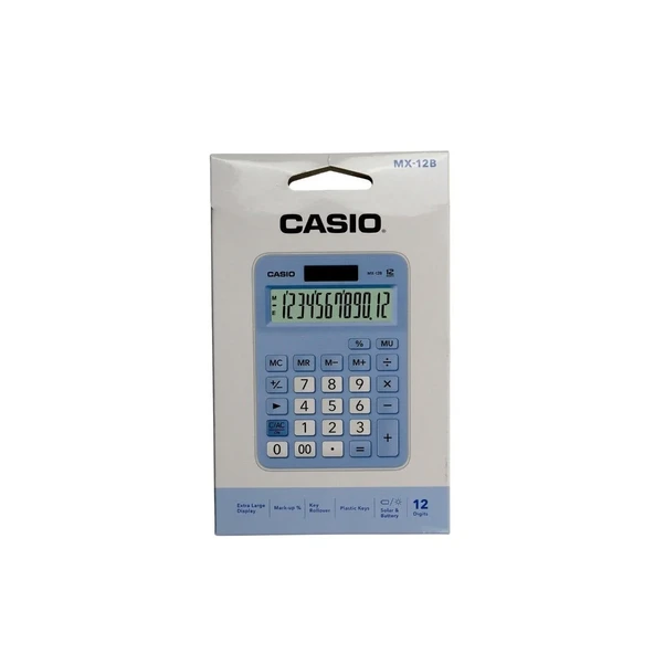 Casio (12 Haneli) Mini Masaüstü Hesap Makinesi Açık Mavi / MX‑12B‑LB - Resim 3