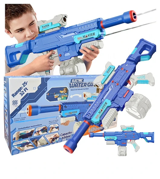 Otomatik Atış Yapan Su Tabancası Mega Boy Pilli Bataryalı Su Tabancası - 2