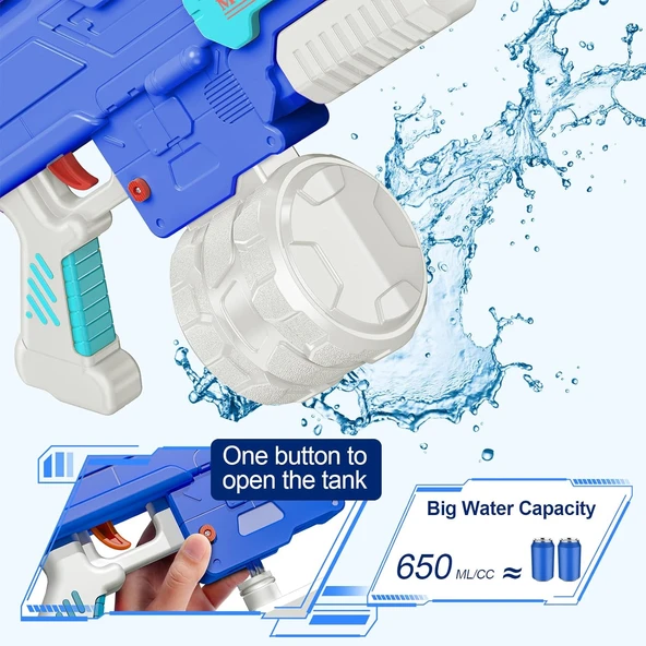 Otomatik Atış Yapan Su Tabancası Mega Boy Pilli Bataryalı Su Tabancası - 4